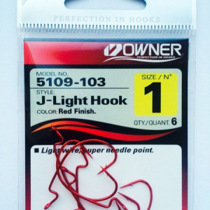 Owner J-Light Offset Hook 5109 #02- 6 pcs/pack
