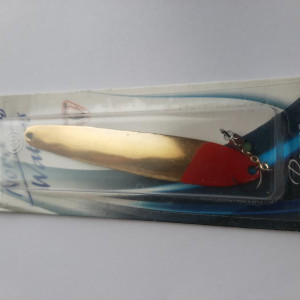 Ice fishing jig Valio with chain  85mm- 14g- color GLRH- gold-red