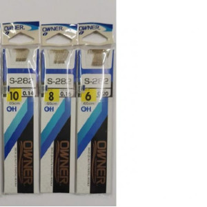 Leaders with hooks Owner S-282-06- line 0-20 mm- hook #6- length 65 cm- 9 pcs / pak.