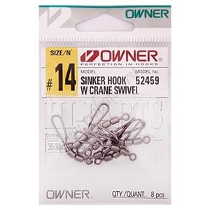 Owner Sinker Hook W crane swivel 52459 #14- 8 pcs/pack