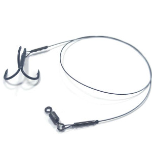 Stainless leader with treble hook  HITFISH TRSL 7x7- 300mm- d.0.45mm- 15.9kg- hook size #4- 2 pcs/pack