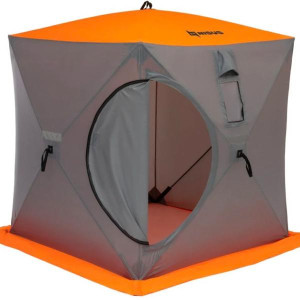 The Nisus Classic Cube Pop-up Ice Fishing Shelter ORANGE /GRAY 180x180 cm