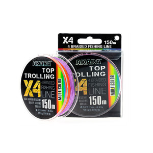 AKARA line "Top Trolling X4 MC 150" (braided, multi-colored, 150 m, 0.140 mm, 9.00 kg, 1 pc. in a package)