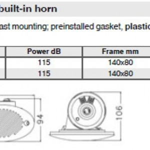 Sound signal (built in) 140 x 80 mm Sound signal (built in) 140 x 80 mm