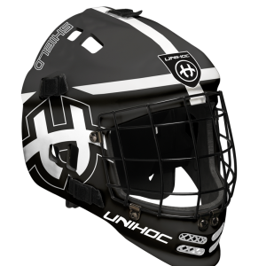 Goalkeeper helmet Unihoc Shield black-white