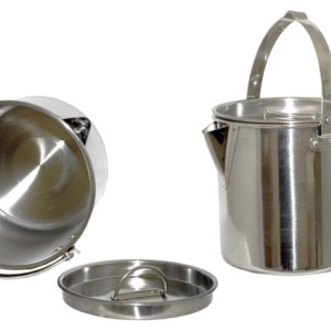 Pot food steel with a spout 1.2 l with a lid